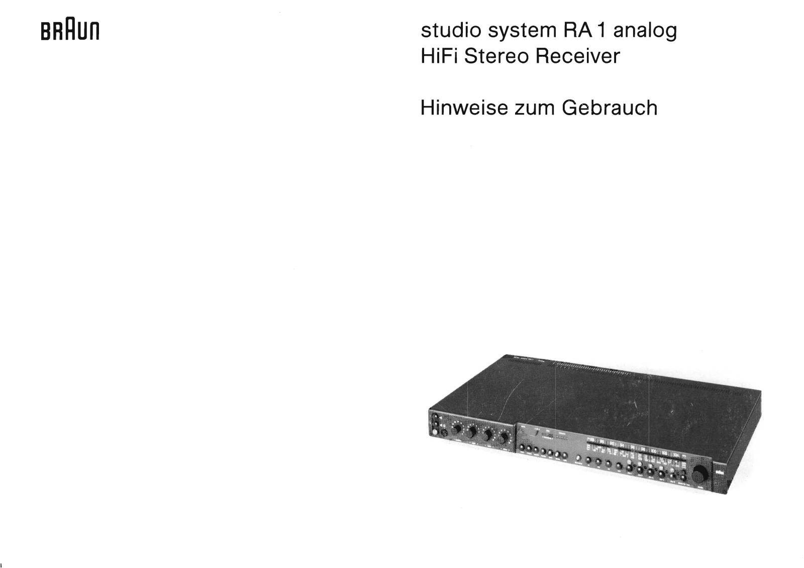 Braun RA-1 Owners Manual