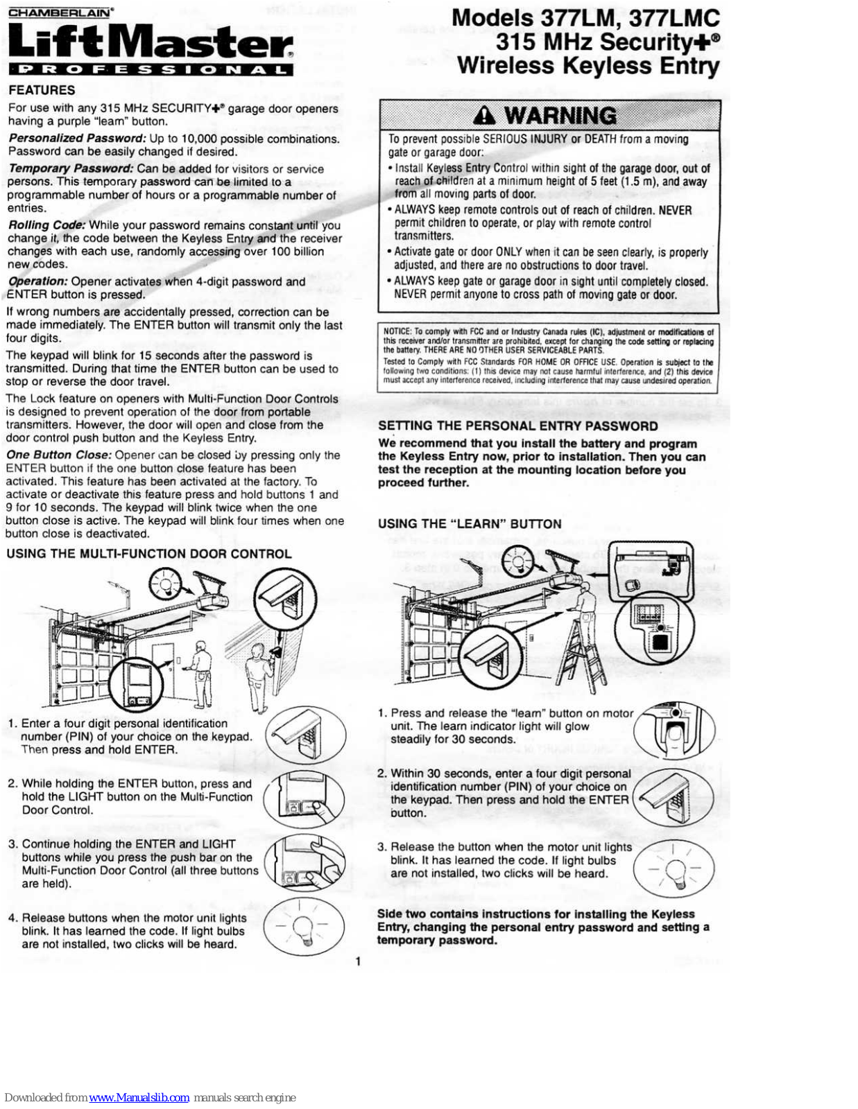 Chamberlain 377LM, 377LMC User Manual - ManualMachine.com