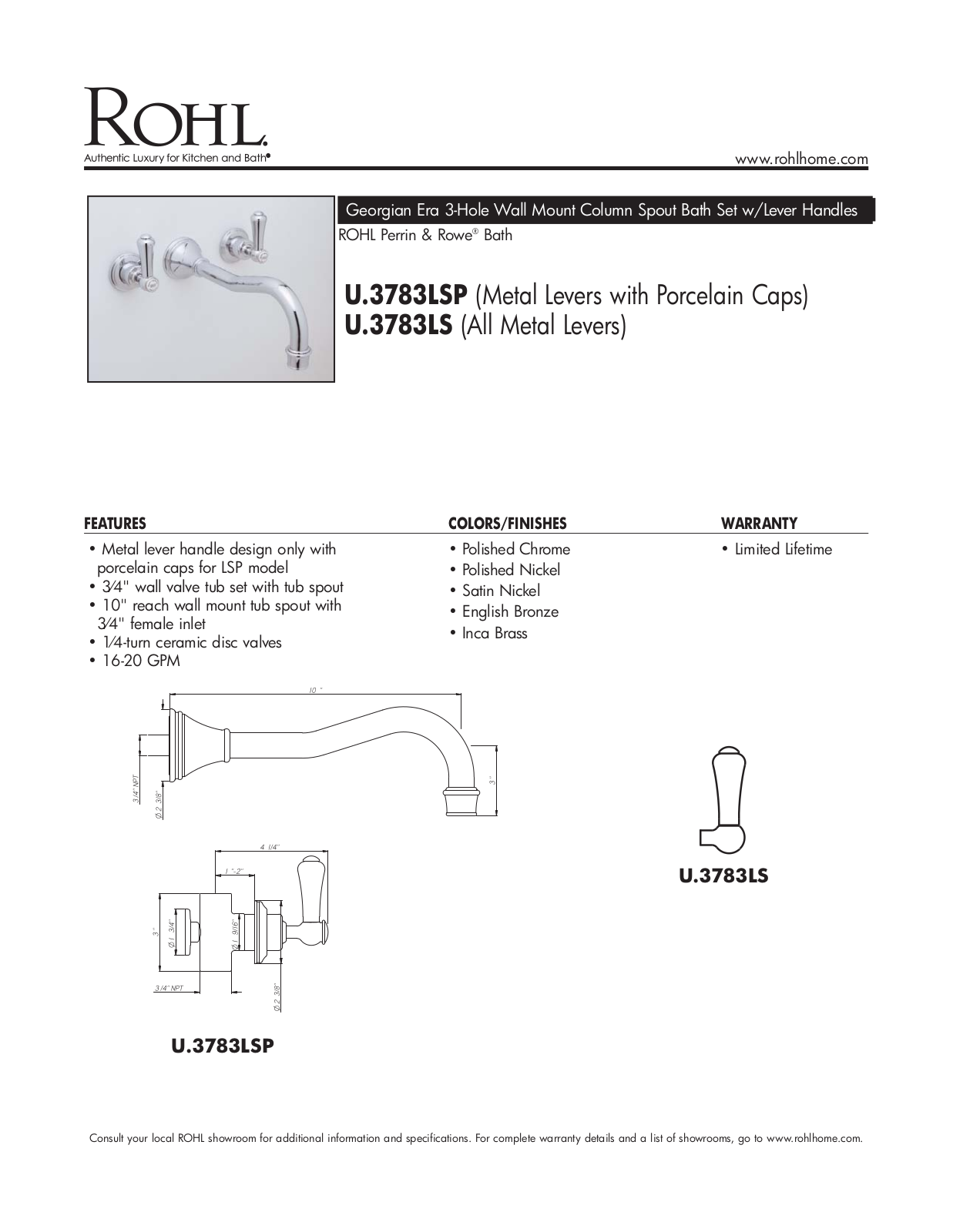 Perrin & Rowe XRH1595 Specifications - ManualMachine.com