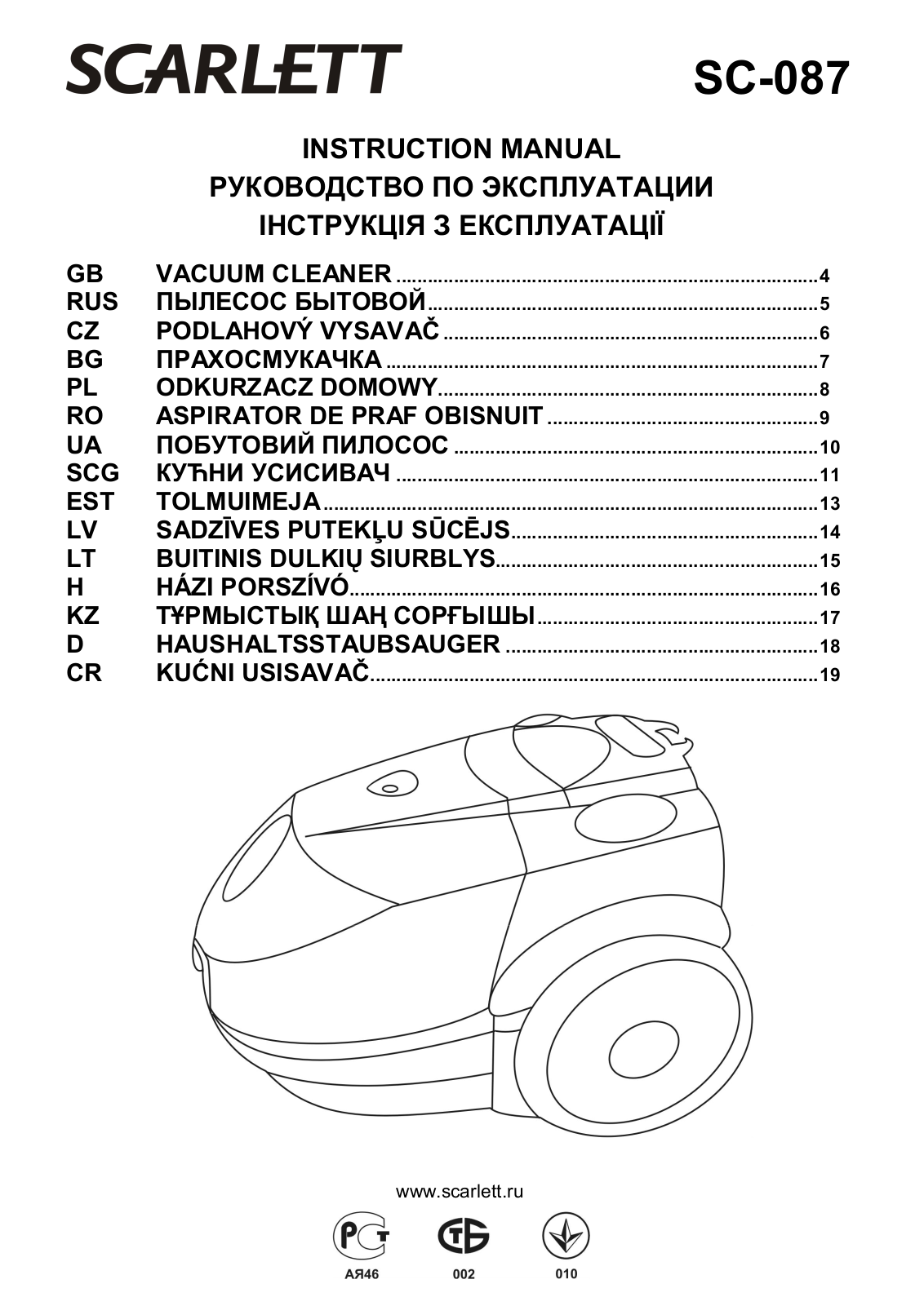 Scarlett SC-087 User Manual