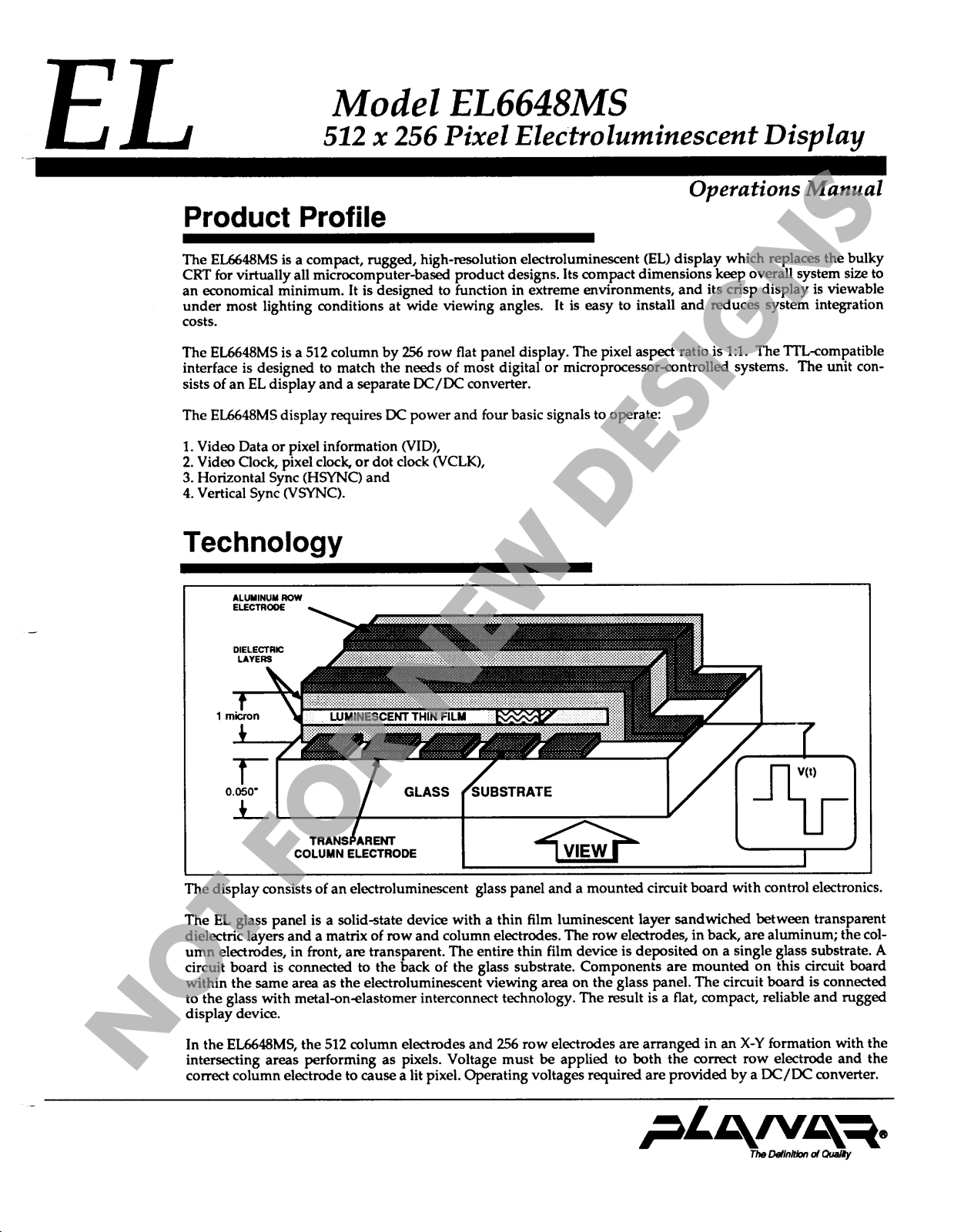 Planar EL6648MS User Manual