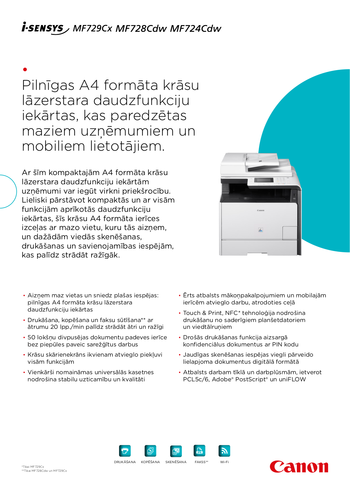 Canon I-SENSYS MF729CX, I-SENSYS MF728CDW, I-SENSYS MF724CDW BROCHURE