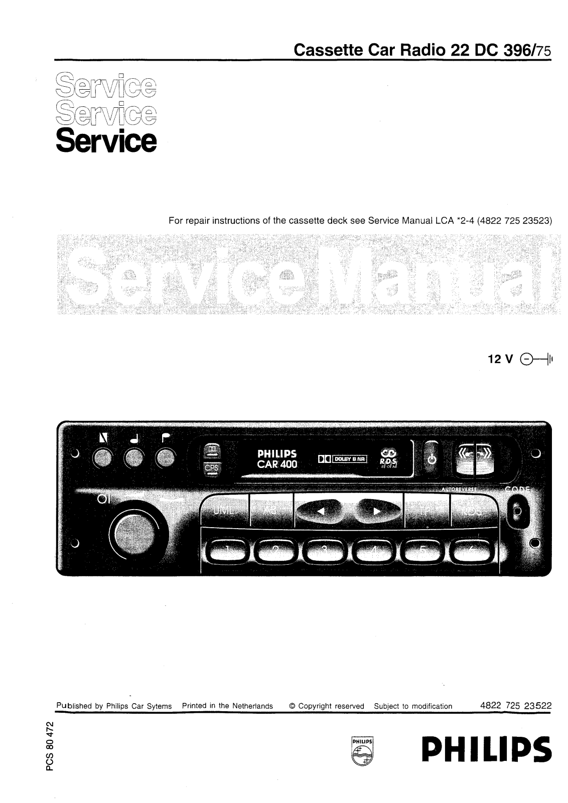 Philips CAR DC396 Service manual