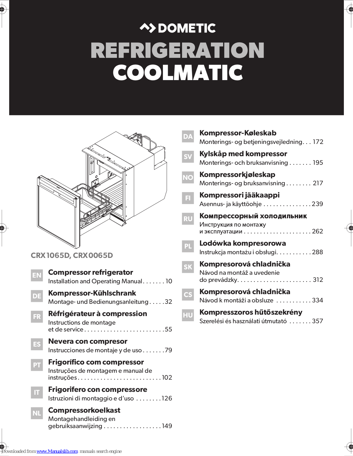 Dometic CRX1065D, CRX0065D Installation And Operating Manual