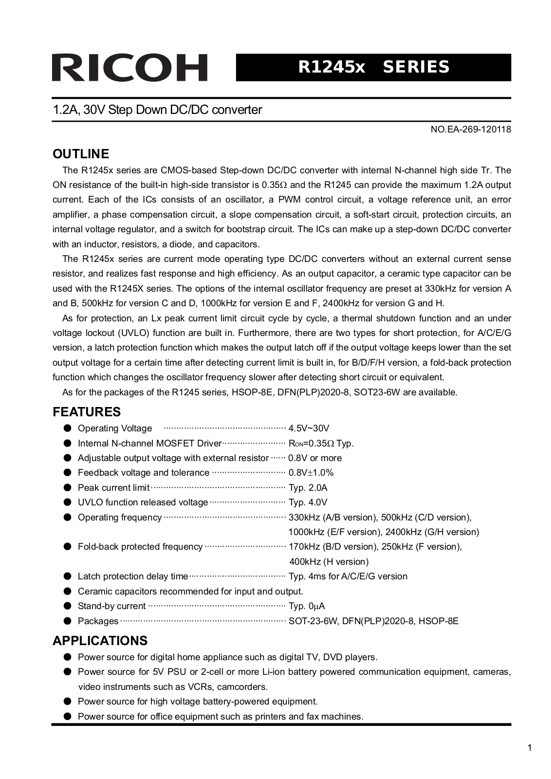 RICOH R1245x Technical data