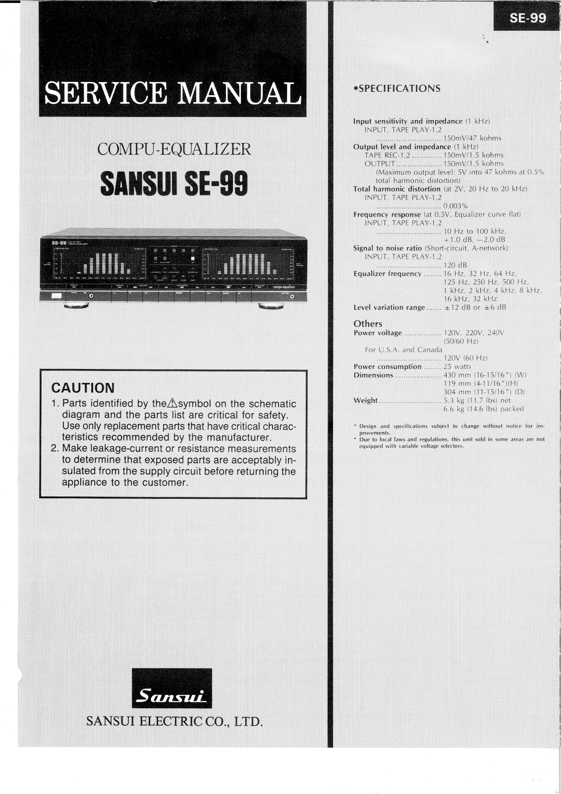 Sansui SE-99 Service manual