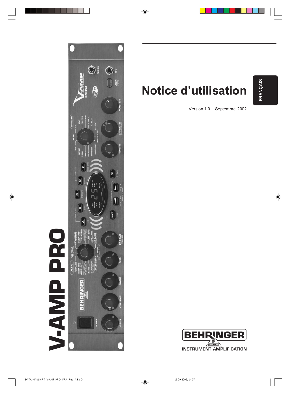 Behringer V-AMP Pro User Manual