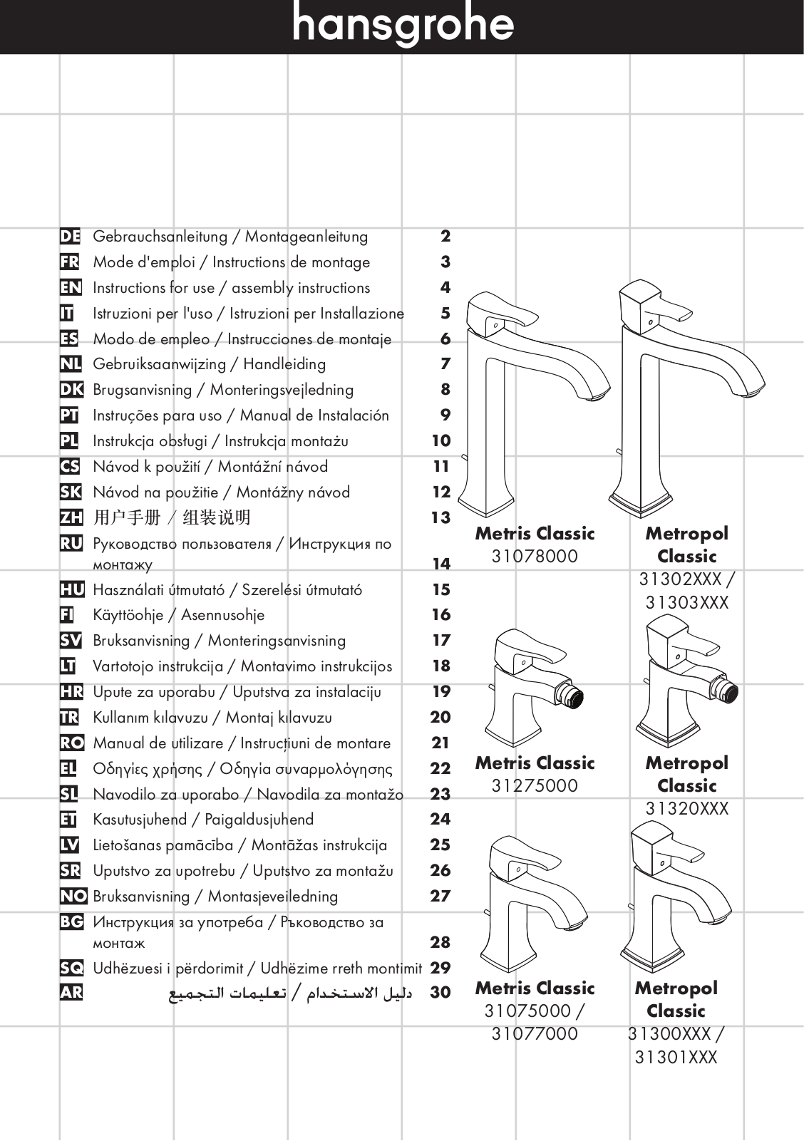 Hansgrohe 31303000 User Manual