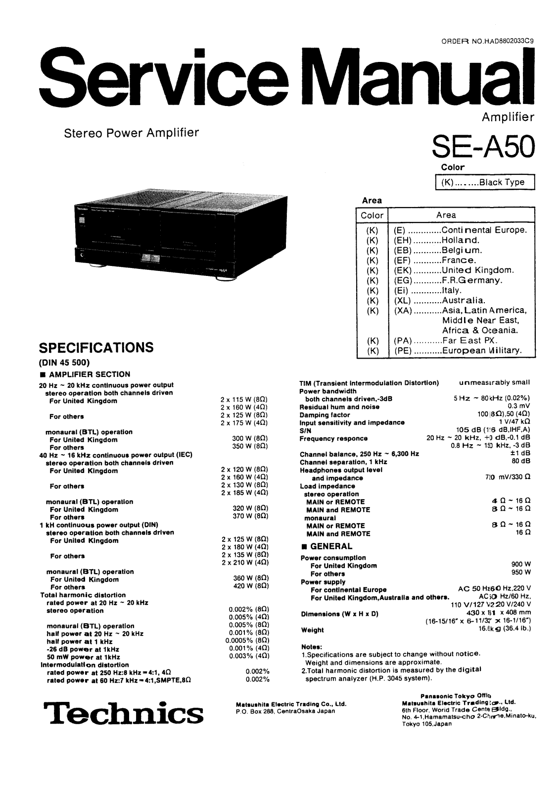 Technics SEA-50 Service manual