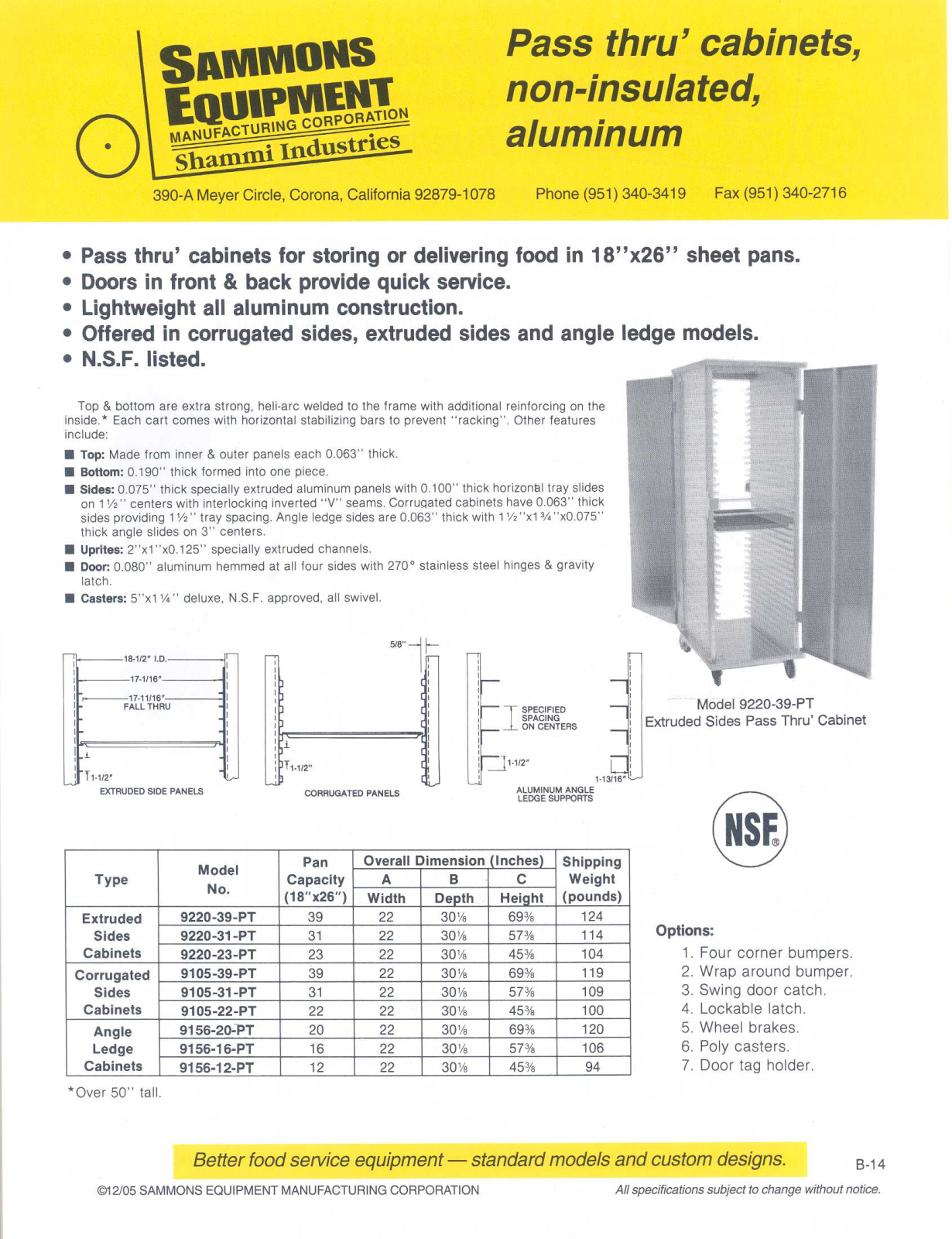 Sammons Equipment 9105-22-PT User Manual