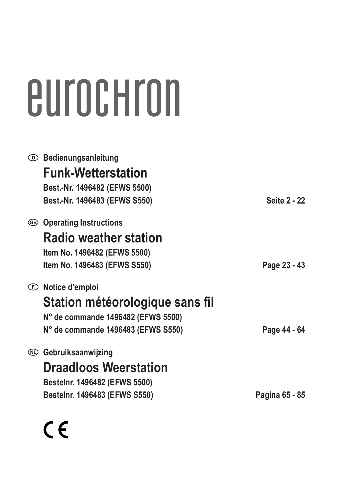 Eurochron EFWS S550, EFWS 5500 Operation Manual