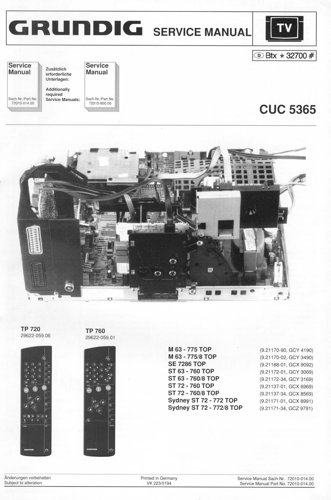 GRUNDIG CUC-5365 Service Manual