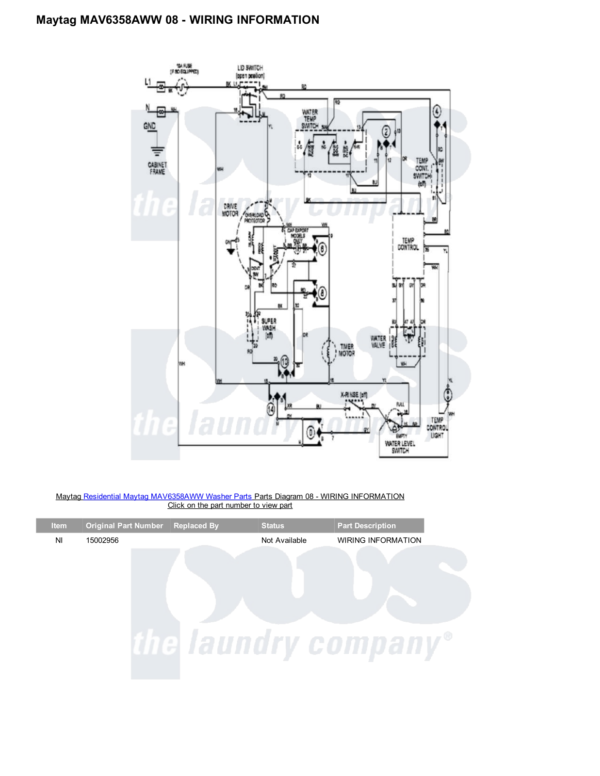 Maytag MAV6358AWW Parts Diagram