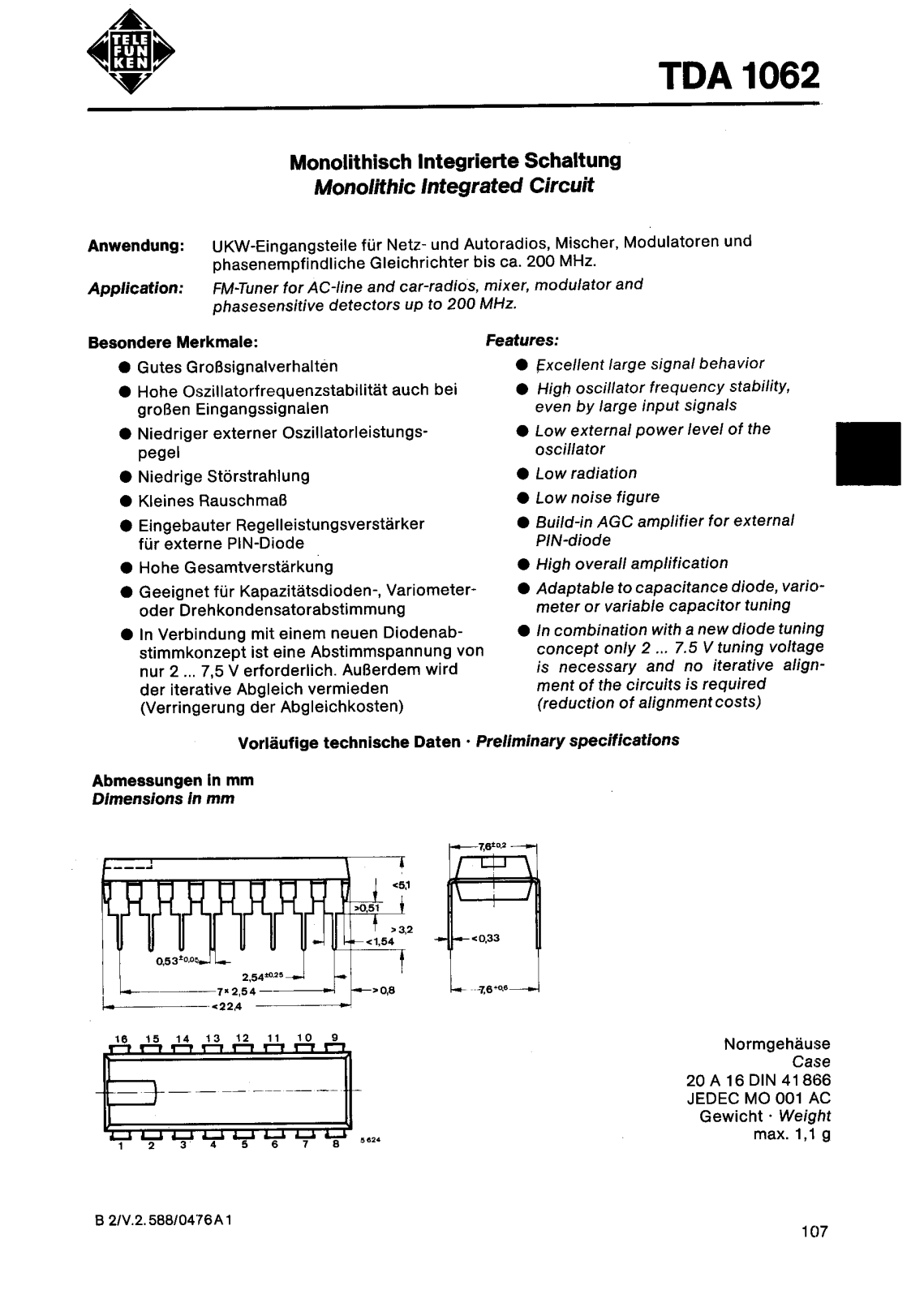 Datasheet TDA1062 Specification - ManualMachine.com
