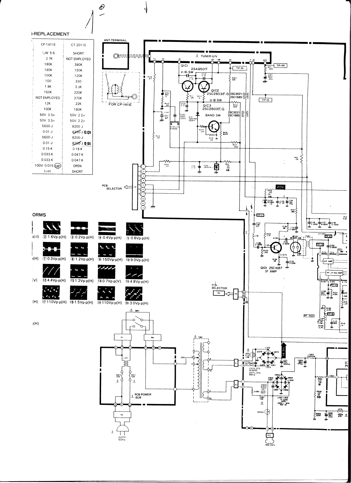 HITACHI cp 1411e, ct 2011e Diagram