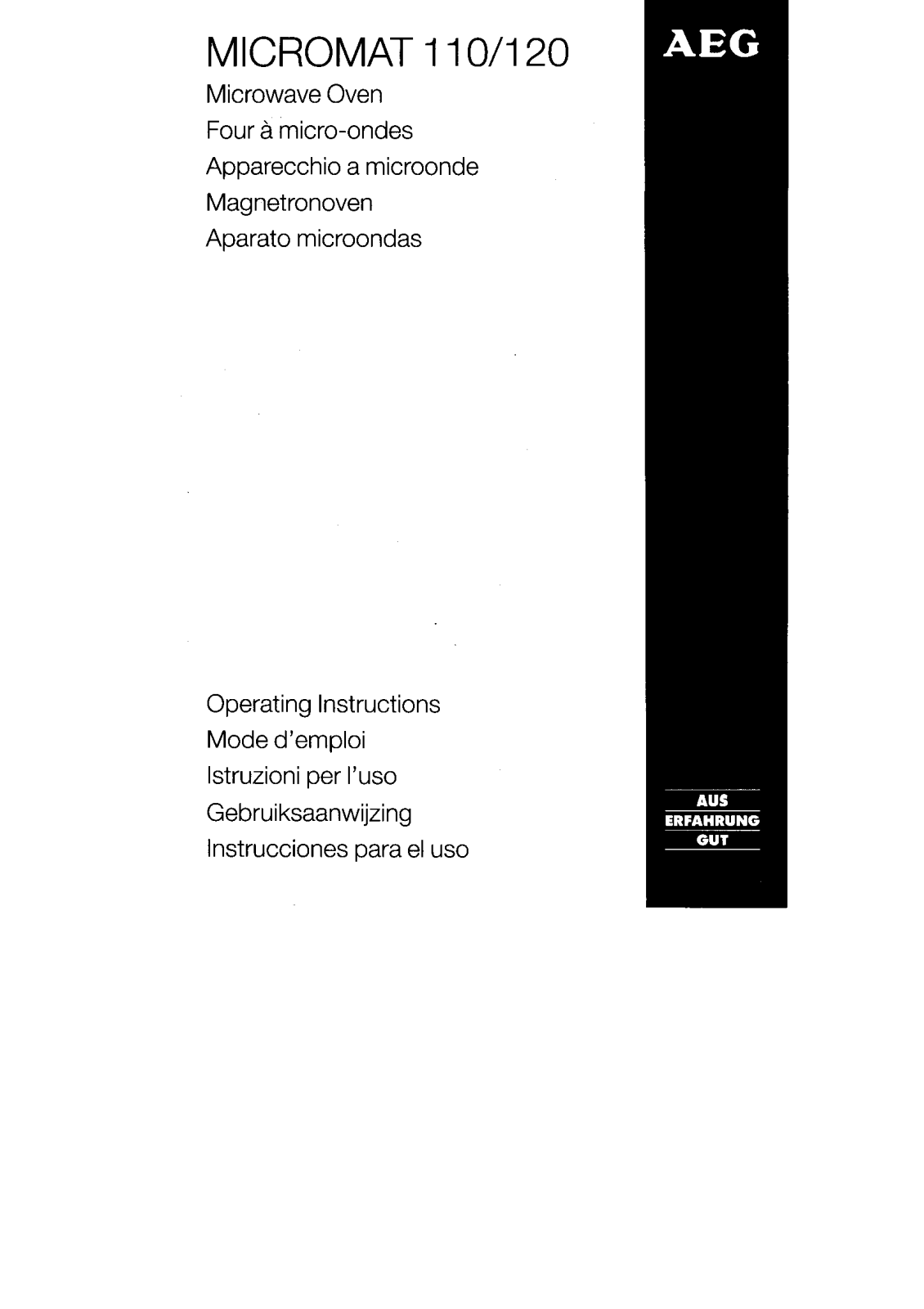 Aeg micromat 110, micromat 120, microma 120 Operating instructions