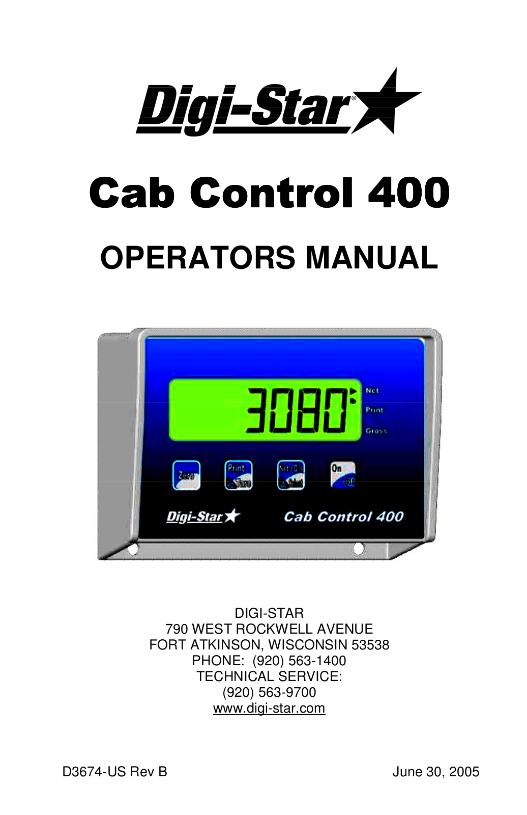 Digi-Star Cab Control 400 User Manual