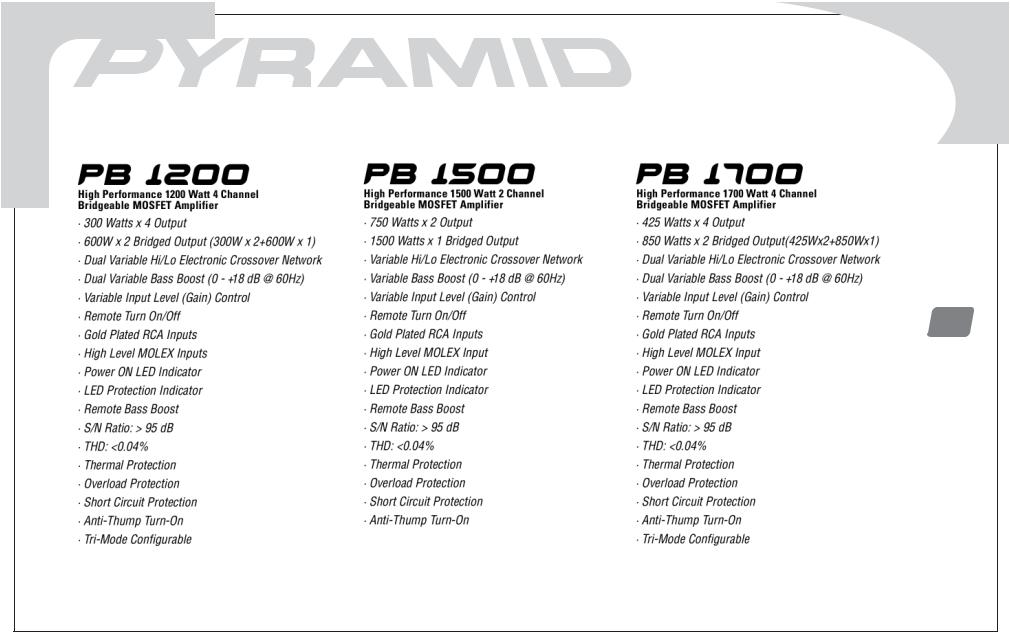 Pyramid Car Audio 2200, 700, 2600, 1000, 1200 User Manual