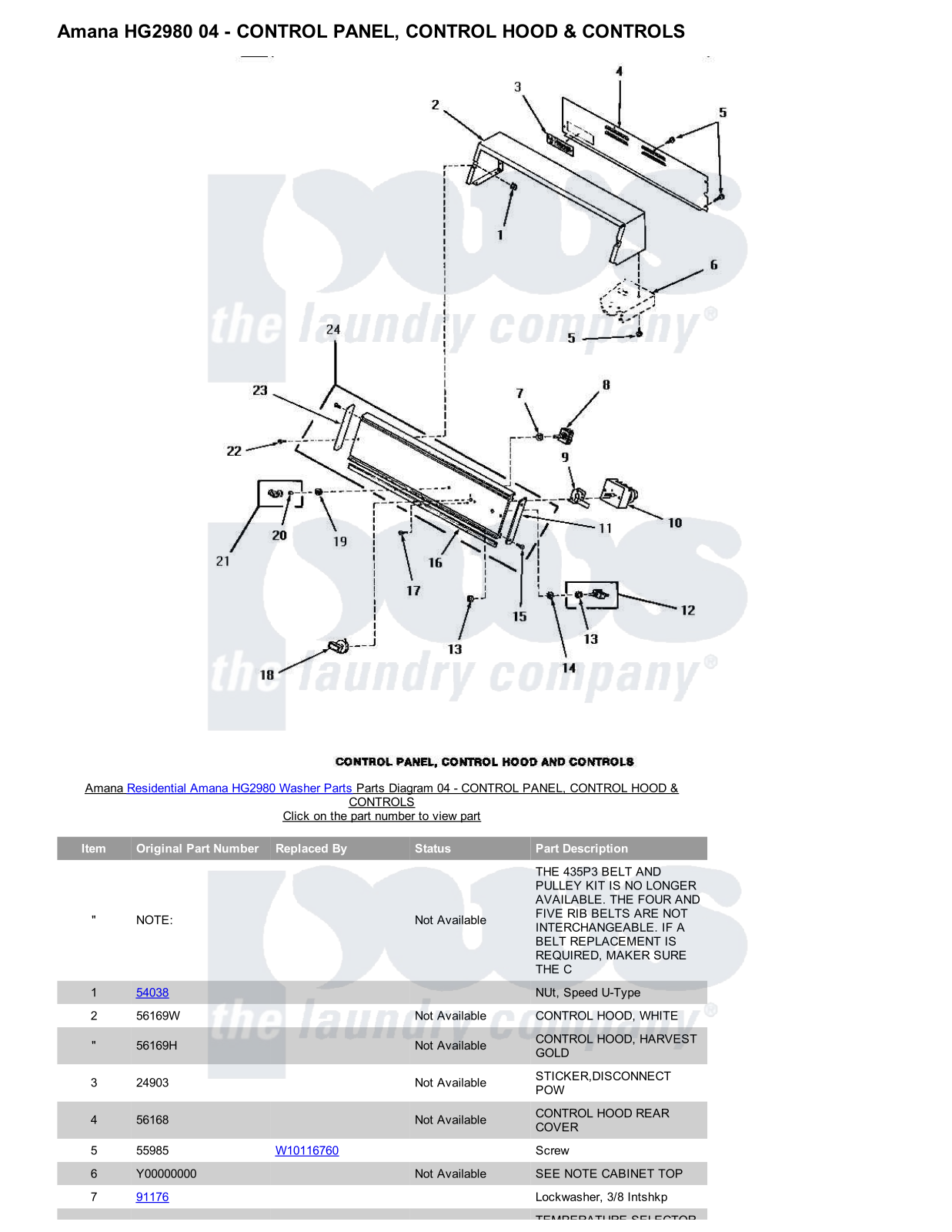 Amana HG2980 Parts Diagram