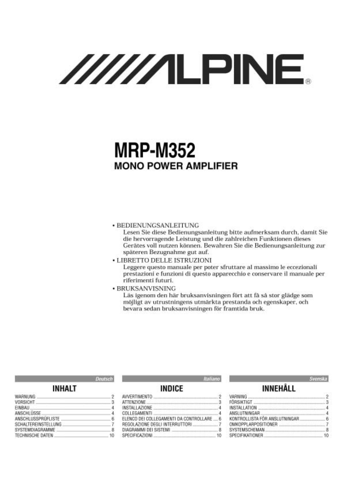 Alpine MRP-M352 User Manual