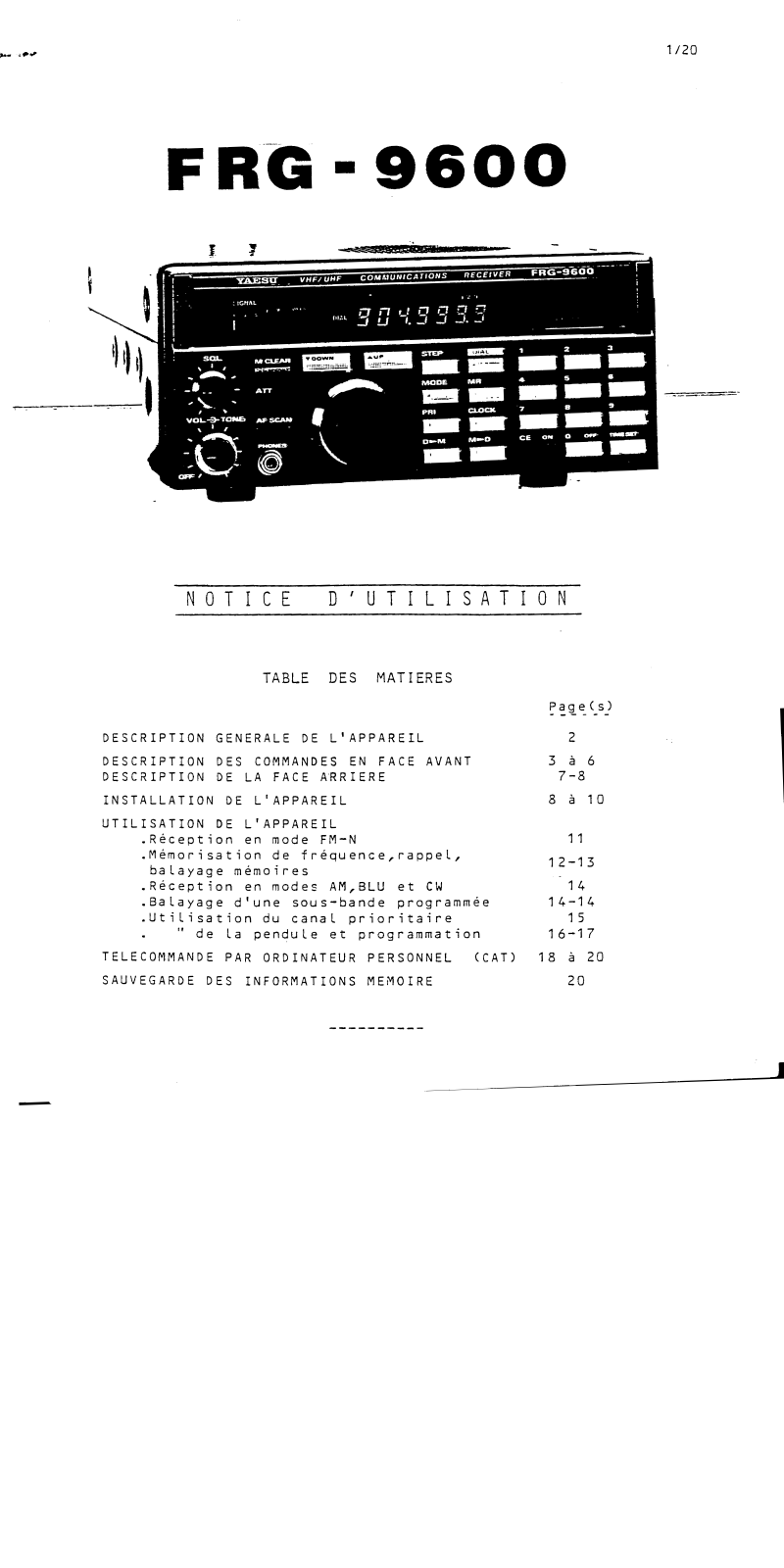 YAESU FRG-9600 User Manual