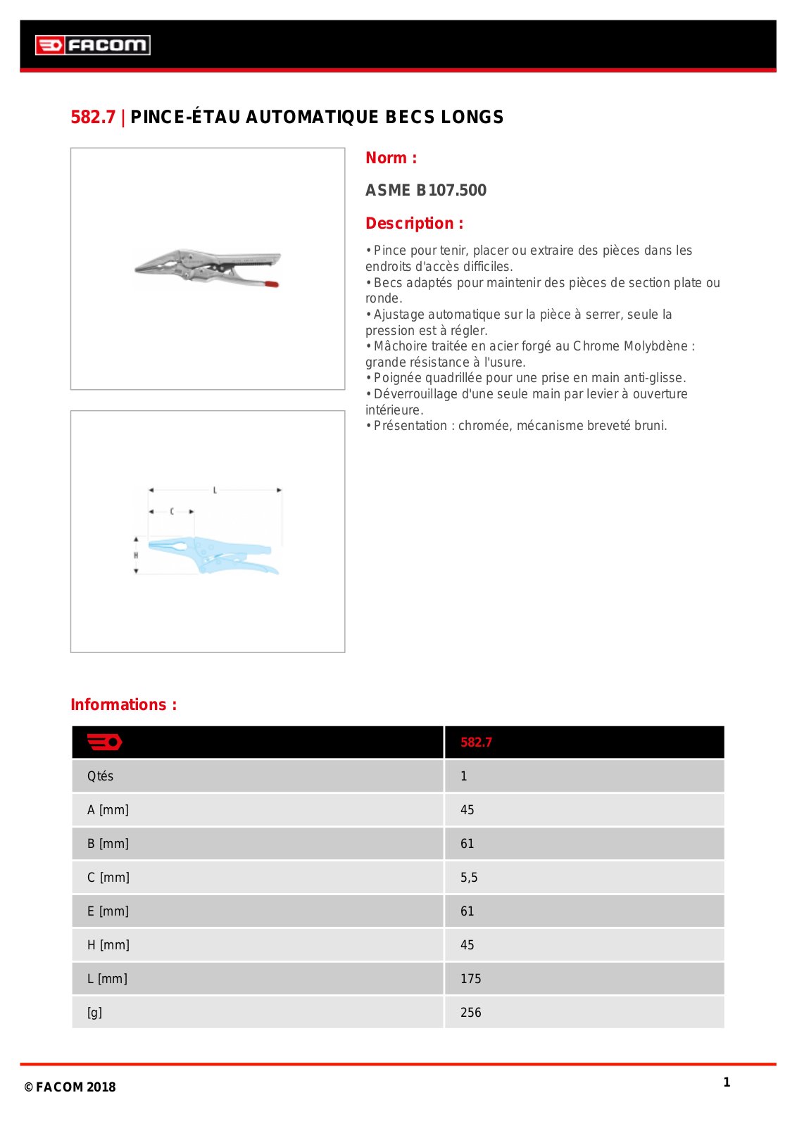 Facom 582.7 Specification - ManualMachine.com