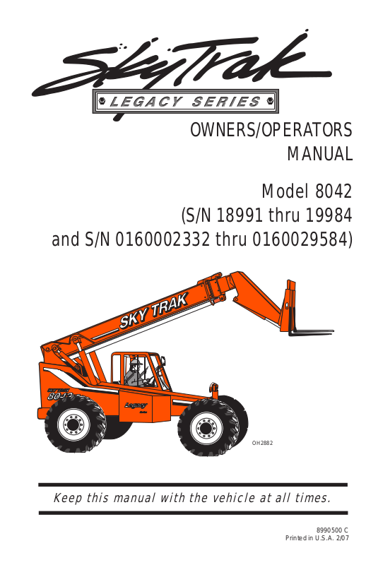 SkyTrak 8042 Operation Manual