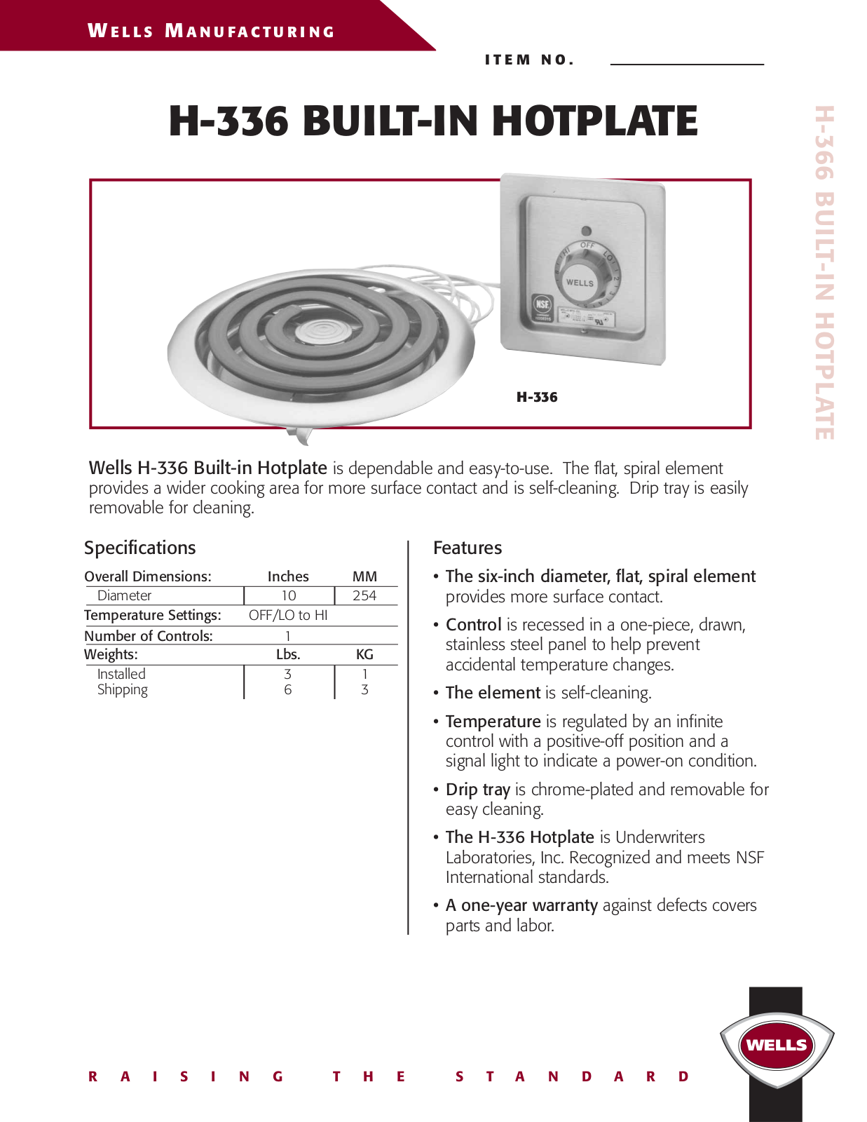 Wells H-336 User Manual