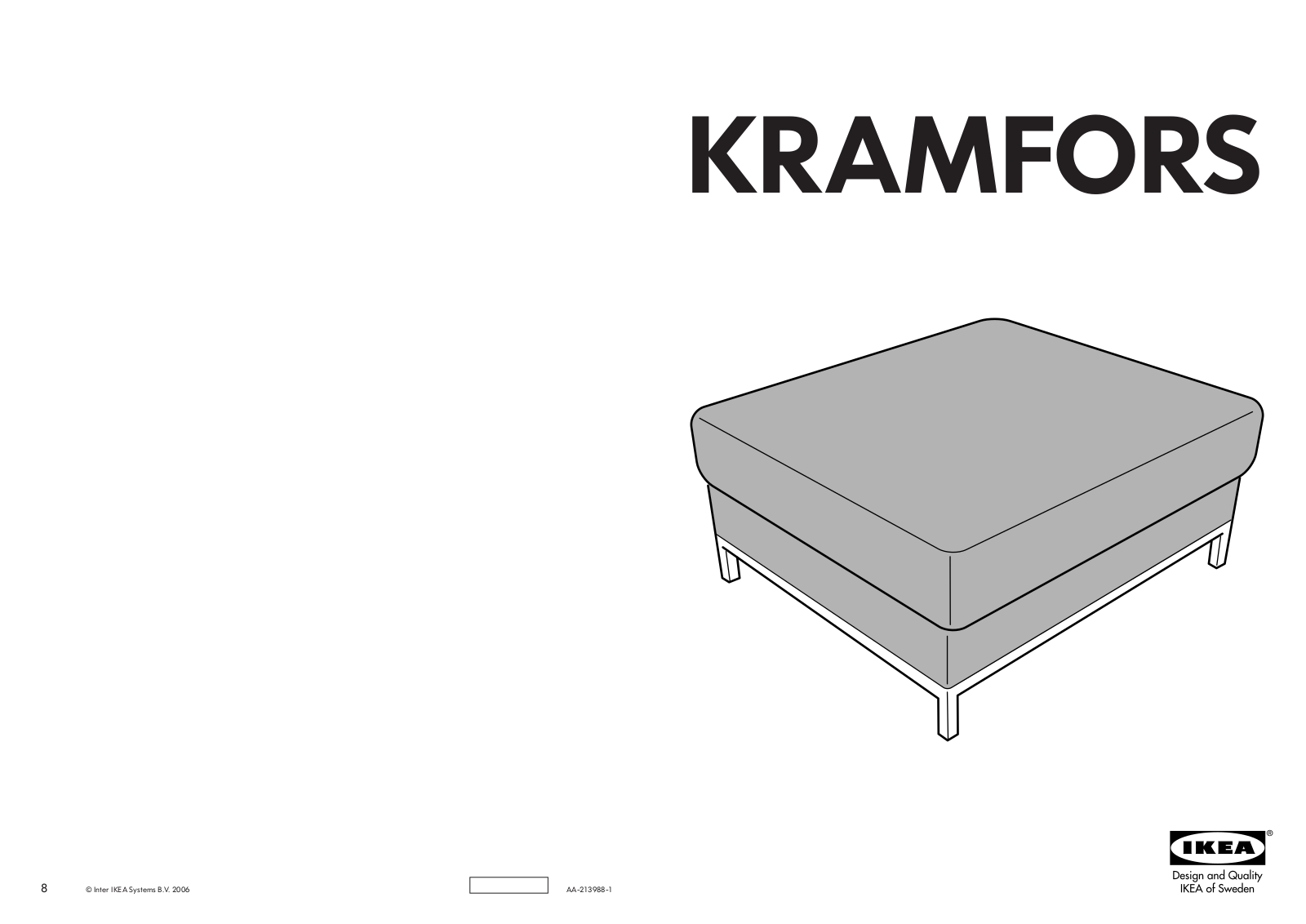 IKEA KRAMFORS FOOTSTOOL COVER Assembly Instruction
