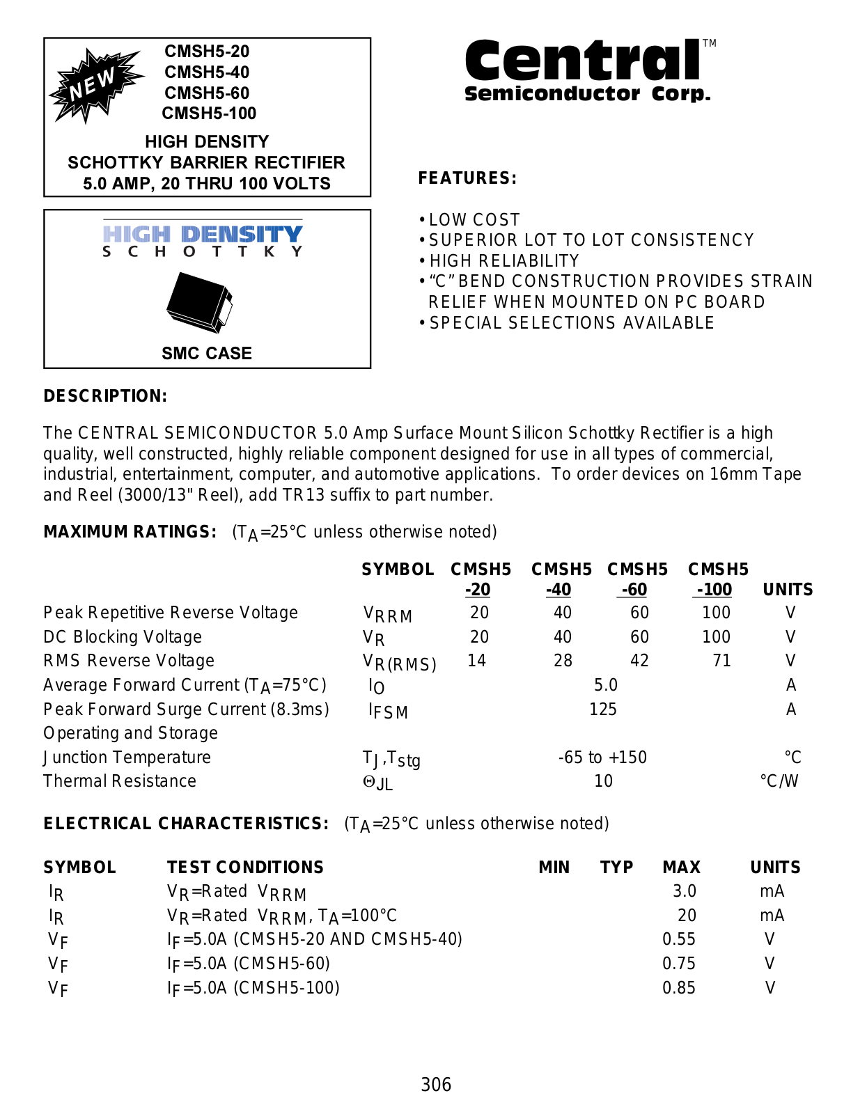 CENTR CMSH5-100, CMSH5-60, CMSH5-40, CMSH5-20 Datasheet