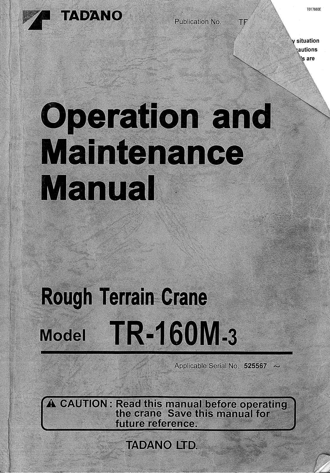 Tadano TR-160M-3 Maintenance Manual