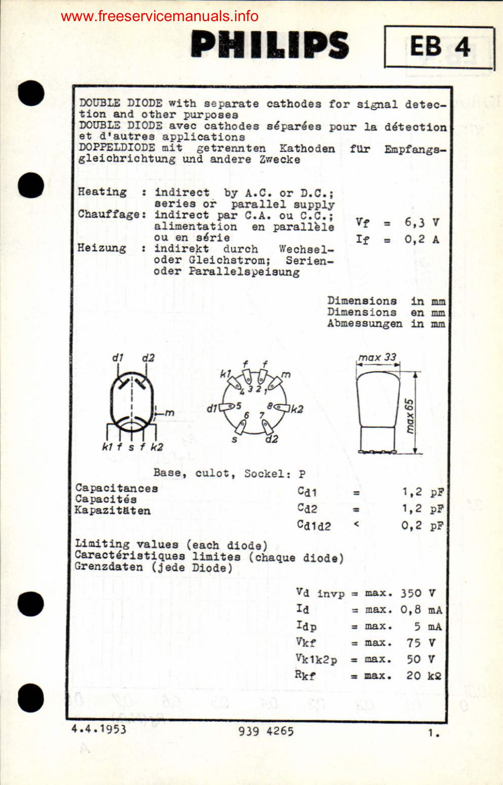 Philips eb4 DATASHEETS