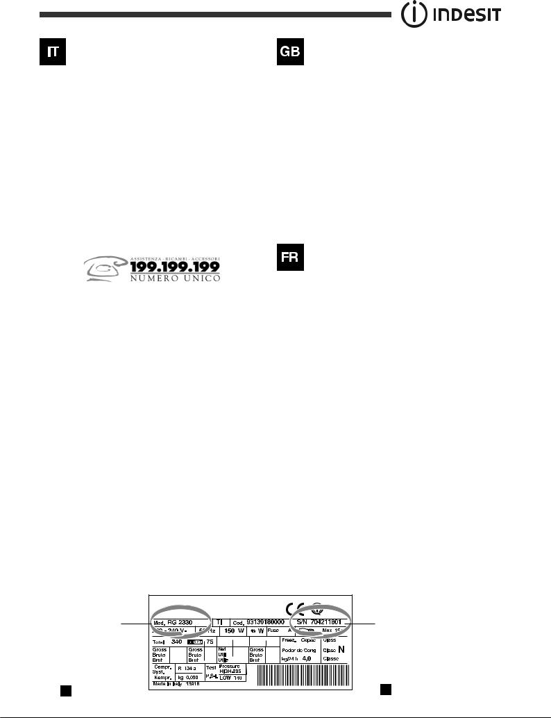 INDESIT TAAN 6 FNF S User Manual