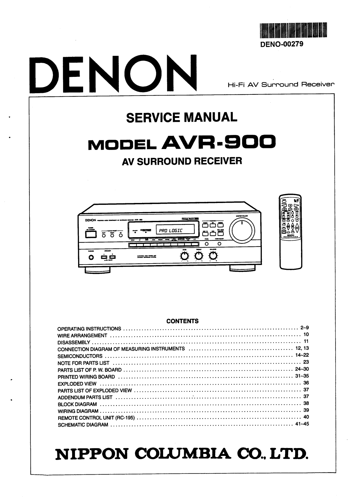 Denon AVR-900 Schematic