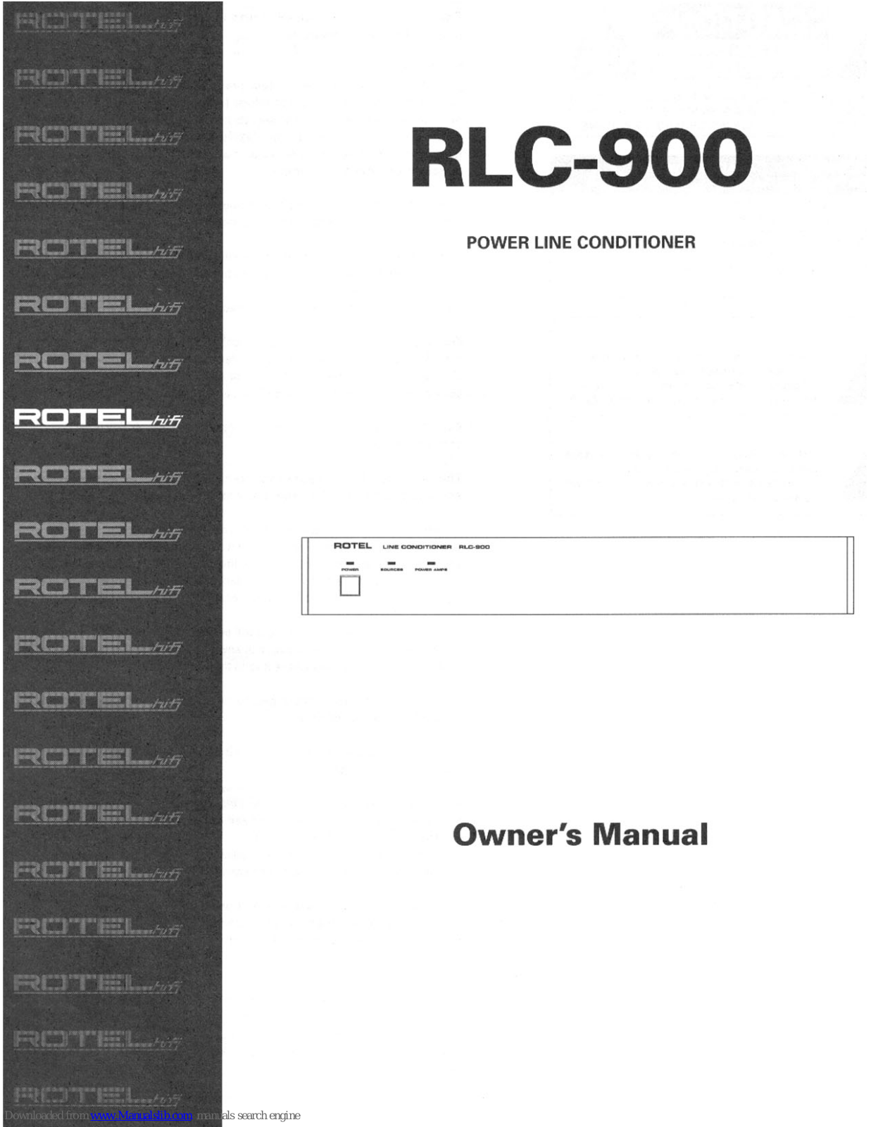 Rotel Power Line Conditioner RLC-900 Owner's Manual