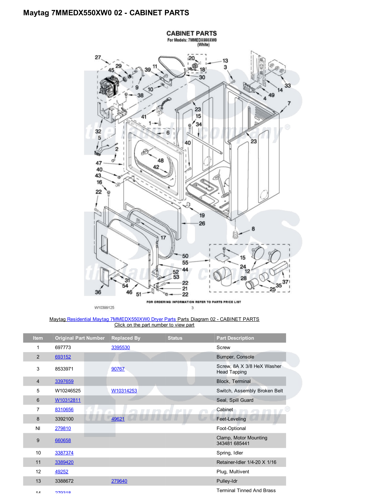 Maytag 7MMEDX550XW0 Parts Diagram