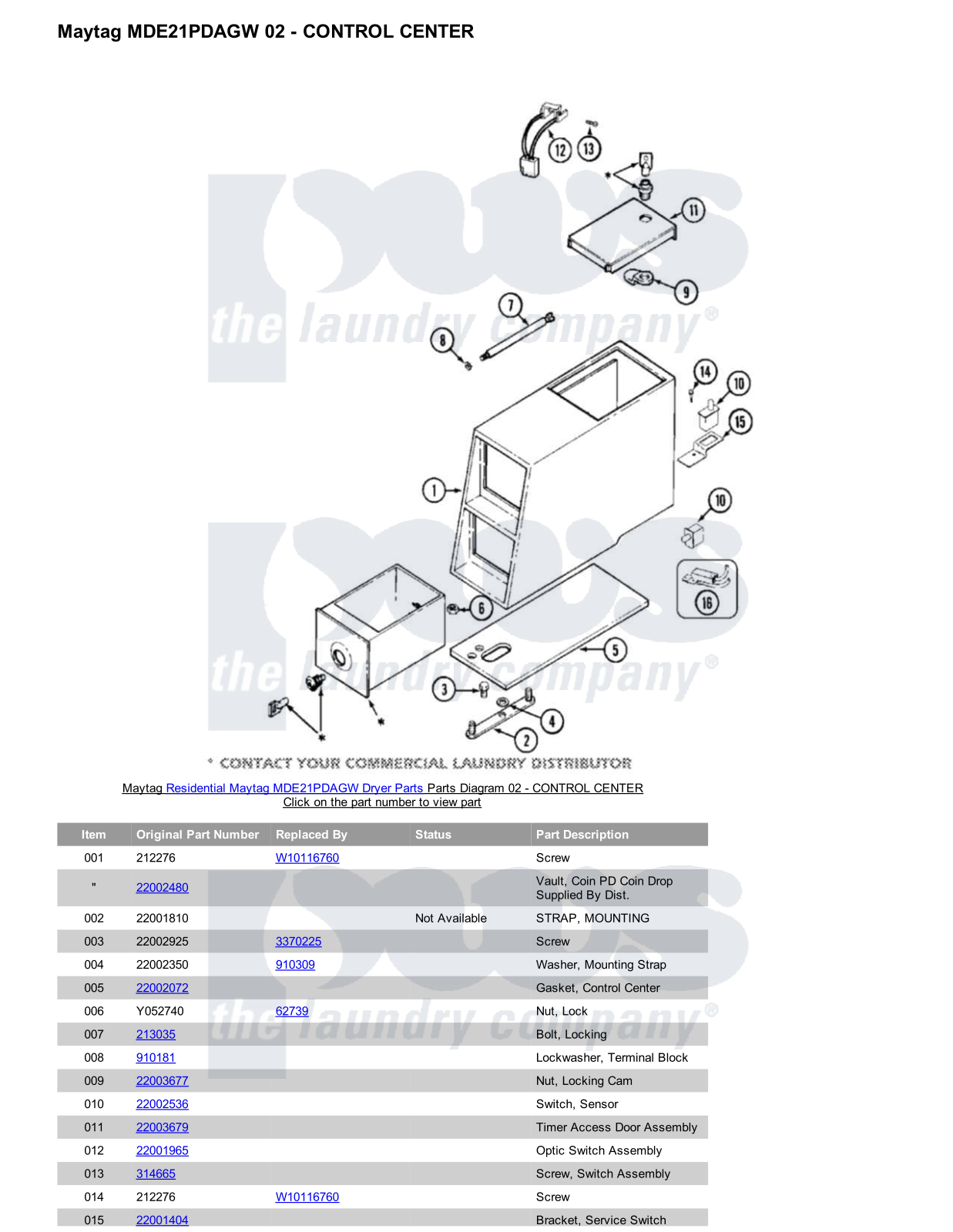 Maytag MDE21PDAGW Parts Diagram