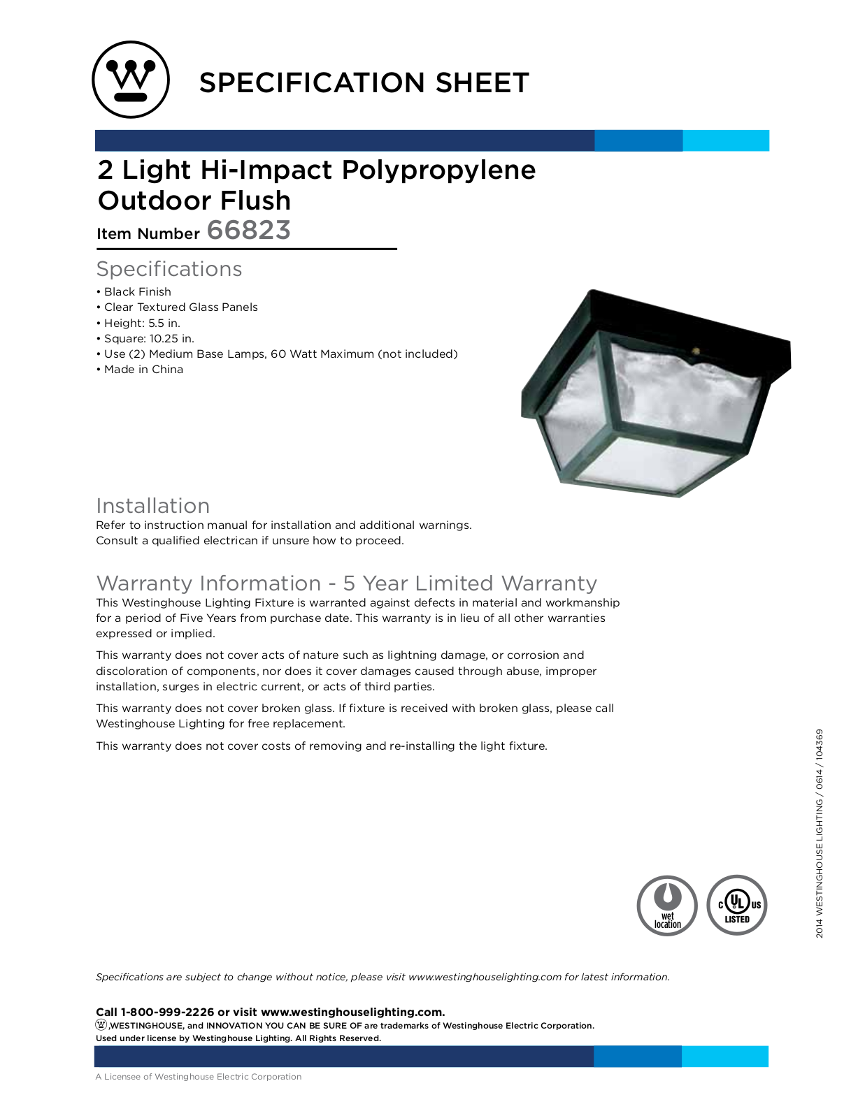 Westinghouse 6682300 Specification