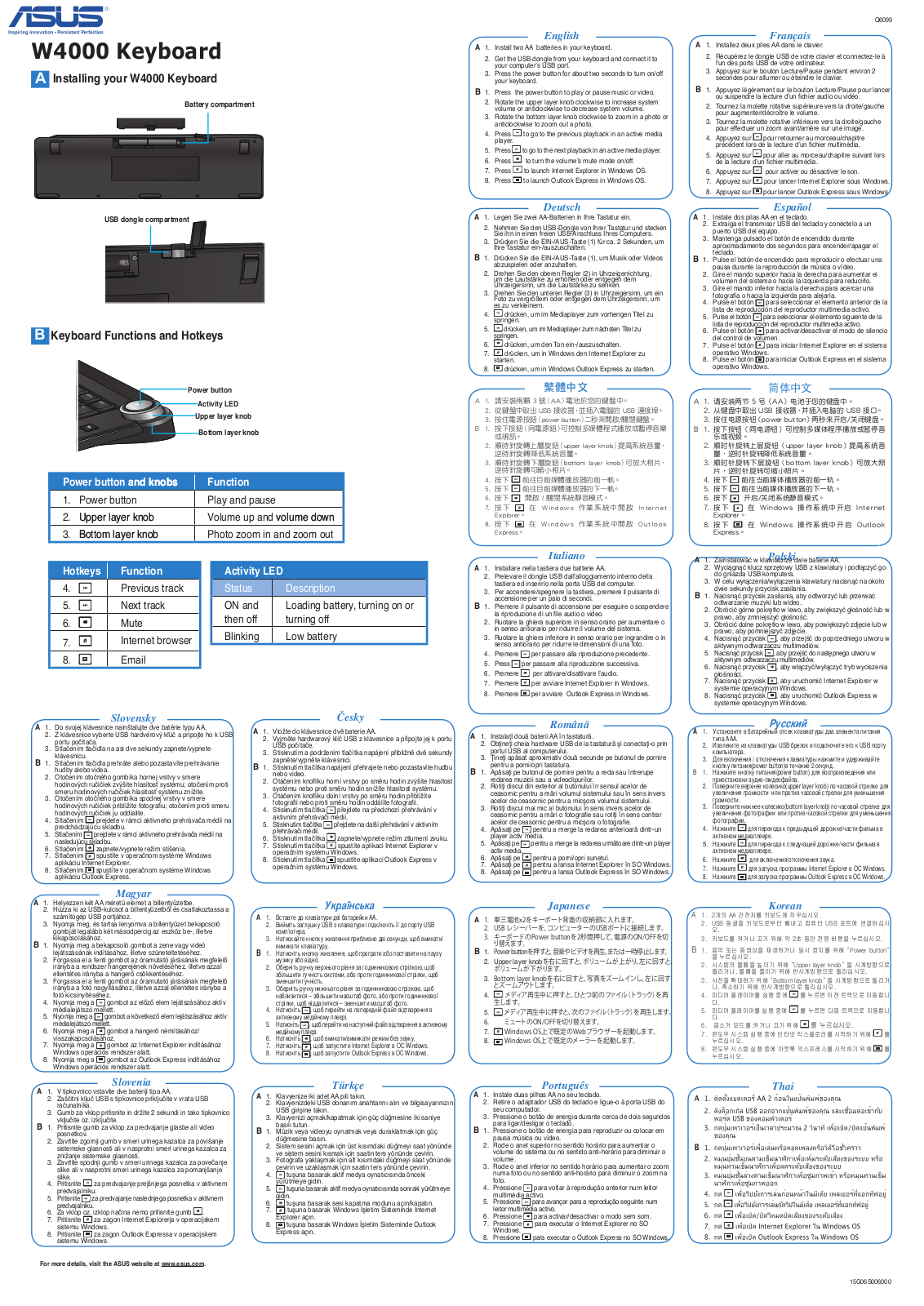 Asus W4000 Quick Installation Guide