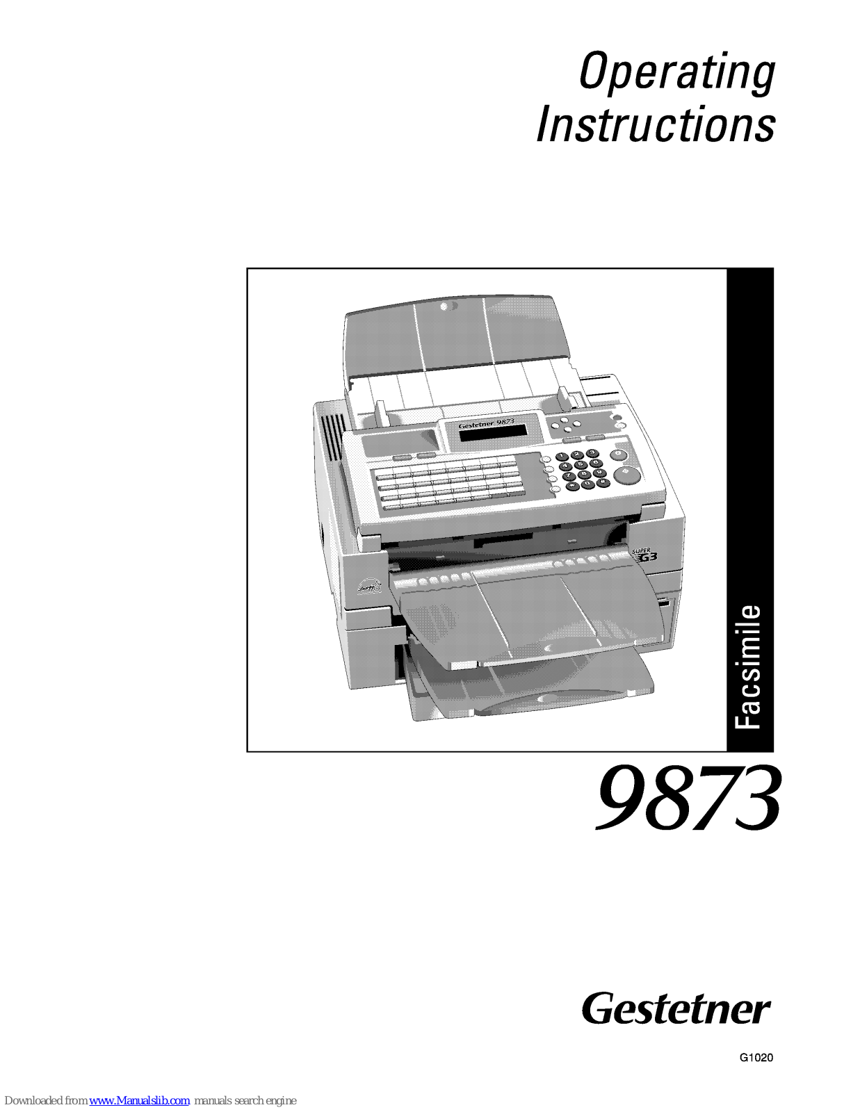 Gestetner 9873 Operating Instructions Manual