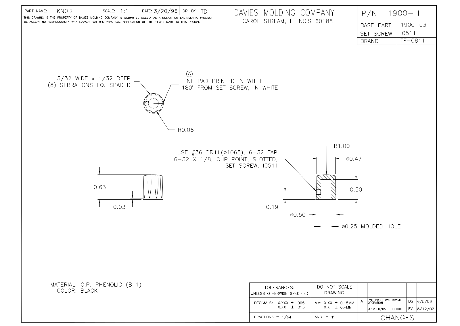 Davies Molding 1900-H Reference Drawing