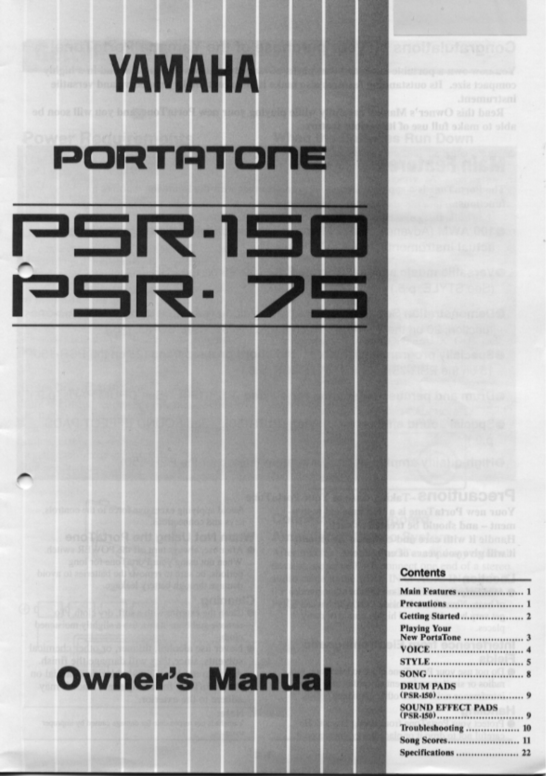 Yamaha PSR-75 User Manual
