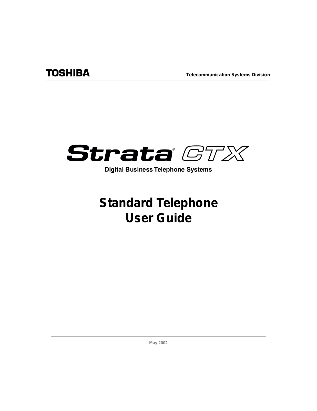 Toshiba Strata CTX User Manual