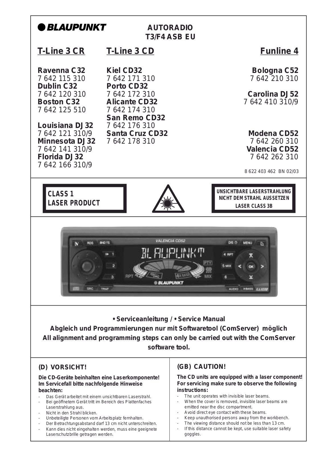 Blaupunkt DJ32, CD52 Service Manual