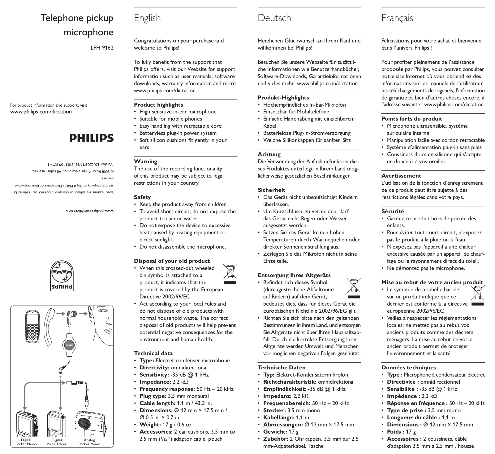 PHILIPS LFH916200 User Manual