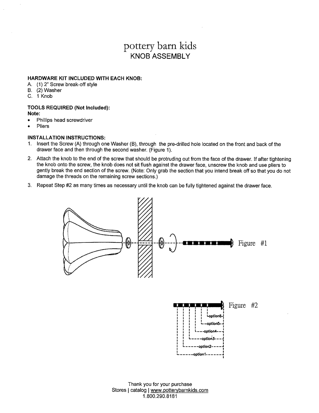 Pottery Barn Daisy Knob Assembly Instruction