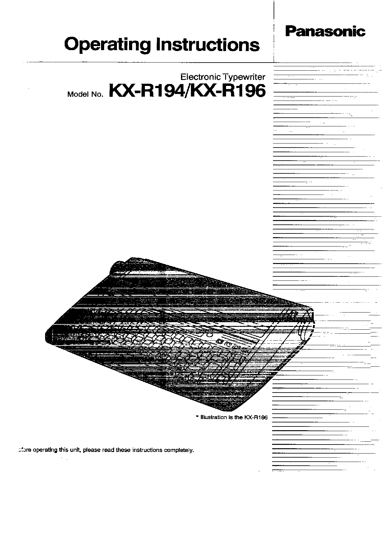Panasonic KX-R194 User Manual