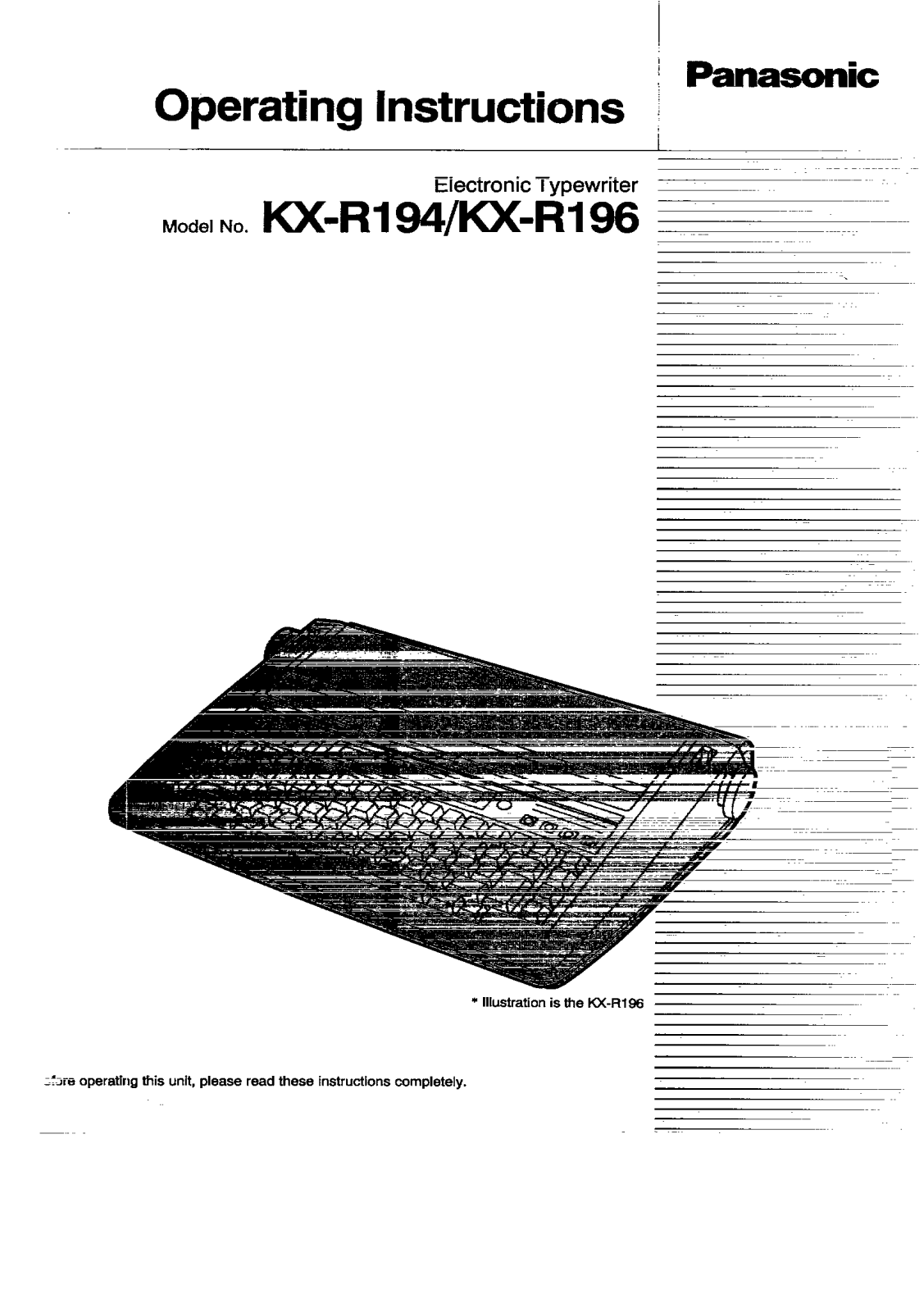 Panasonic KX-R194 User Manual