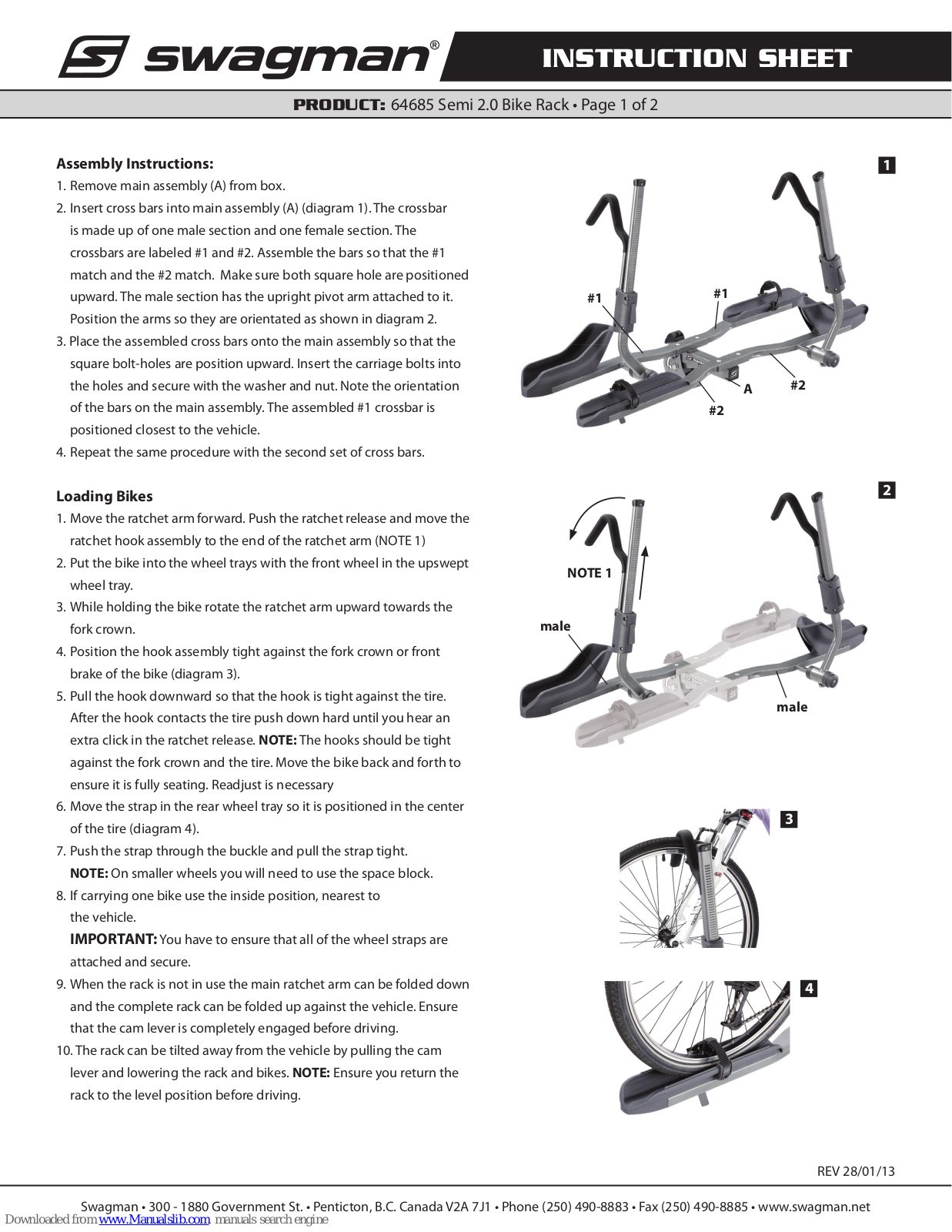 Swagman 64685 Instruction Sheet - ManualMachine.com