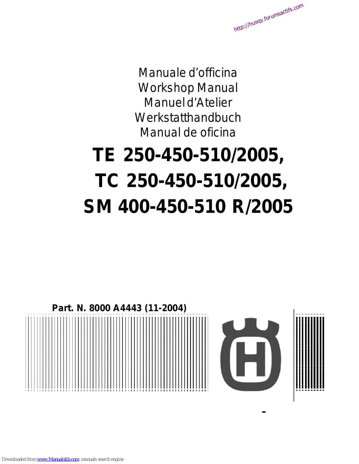 Husqvarna TE 250 (2005), TE 450 (2005), TC 450 (2005), TE 510 (2005), TC 510 (2005) Workshop Manual - ManualMachine.com